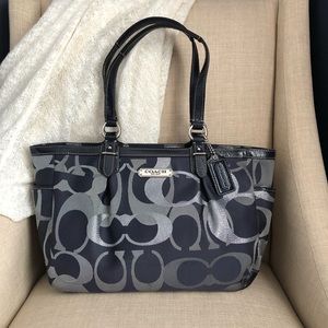 Coach Navy/Silver Metallic Shoulder Bag